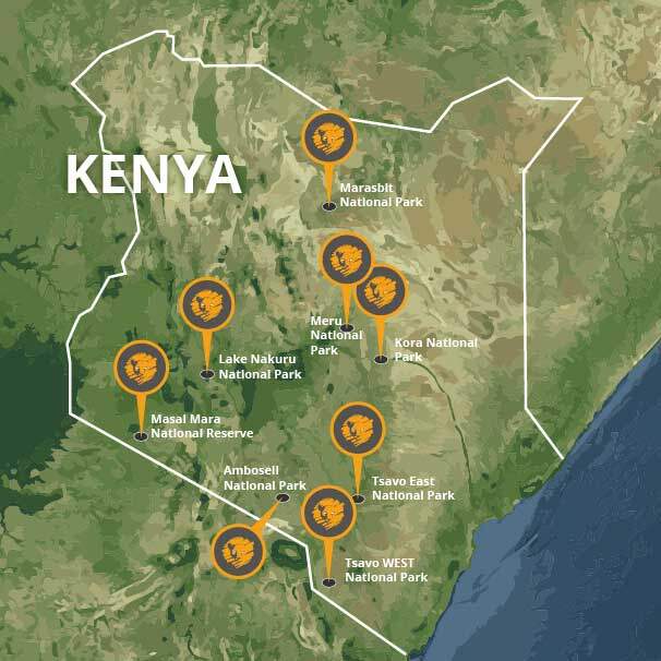 Kenya Safaris 12 Kenya map - Kenya Tourist Map - Kenya Safari Destinations